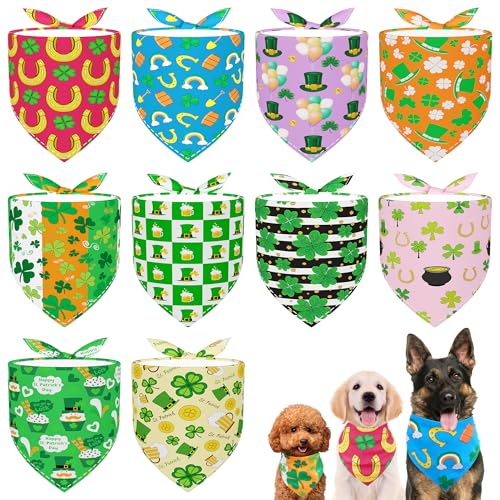 JpGdn St. Patricks Day Hundehalstücher für mittelgroße Hunde, Dreieck-Lätzchen, Schals für Jungen und Mädchen, Pflegezubehör, 10 Stück JpGdn St. Patricks Day Hundehalstücher für mittelgroße Hunde, Dreieck-Lätzchen, Schals für Jungen und Mädchen, Pflegezubehör, 10 Stück von JpGdn
