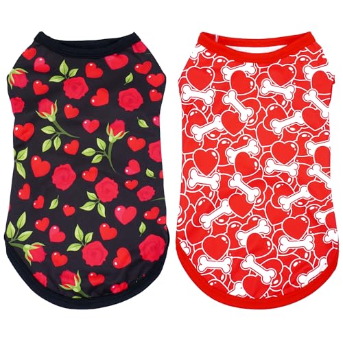 JpGdn Valentines Hunde-Shirts für XXXL, Mädchen, Jungen, männlich, weiblich, ärmellos, Tank-Top, T-Shirt, T-Shirt, schwarz-rot, 2 Stück JpGdn Valentines Hunde-Shirts für XXXL, Mädchen, Jungen, männlich, weiblich, ärmellos, Tank-Top, T-Shirt, T-Shirt, schwarz-rot, 2 Stück von JpGdn