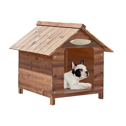 Hundehütte aus Holz, für den Außenbereich, für den Innen- und Außenbereich, wetterfest (keine Tür, kein Fenster – M) von Jranter