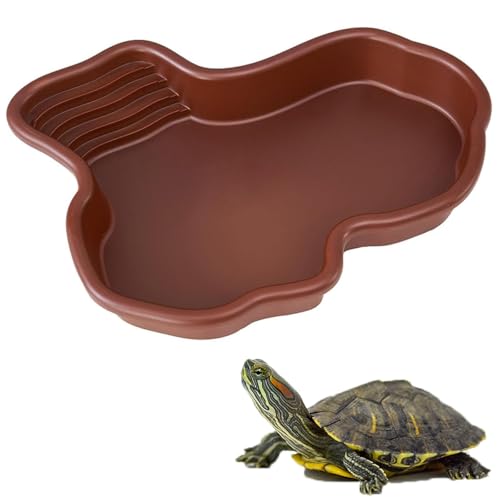 Jsleid Wasserschale für Schildkröten, Reptilien Badebecken, Große Wasserschale Reptilien, Wassertopf mit Leiter, Rutschfestes, für Reptilien Wie Schildkröten, Eidechsen, Gecko von Jsleid