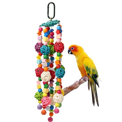 JuBeCo Vogelspielzeug, Papageienspielzeug für große Vögel, Holzblock Vogel Papageien Spielzeug für kleine und mittelgroße Papageien und Vögel Voliere hängende Spielzeuge von JuBeCo