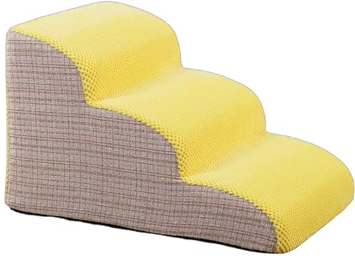 Haustiertreppe Hundetreppe Für Sofas Und Betten 2/3/4/5 Stufen,rutschfest Mit Waschbarem Abdeckung,Hundetreppe Für Kleine Hunde Hochwertige Schwamm,Hunderampe Für Kurzbeiniger Hund C,56 * 40 * 35CM von JuanNest