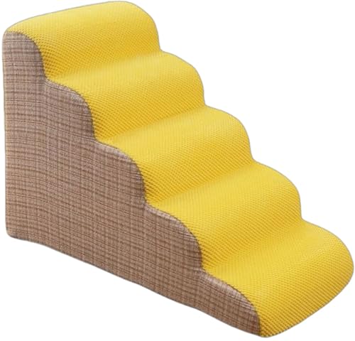 Haustiertreppe Hundetreppe Für Sofas Und Betten 2/3/4/5 Stufen,rutschfest Mit Waschbarem Abdeckung,Hundetreppe Für Kleine Hunde Hochwertige Schwamm,Hunderampe Für Kurzbeiniger Hund C,72 * 40 * 52CM von JuanNest