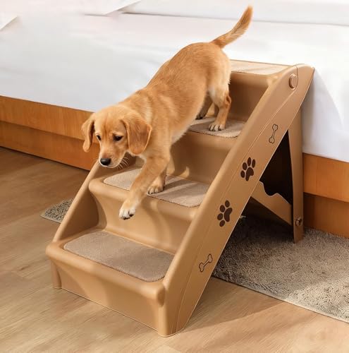 Haustiertreppe Mit 4 Stufen, Klappbare Hundetreppe Aus Kunststoff Mit Rutschfesten Fußpolstern, 4 Teppichen & Dreieckiger Struktur, Kletterhilfe Für Katzen & Hunde Für Sofa, Bett C Haustiertreppe Mit 4 Stufen, Klappbare Hundetreppe Aus Kunststoff Mit Rutschfesten Fußpolstern, 4 Teppichen & Dreieckiger Struktur, Kletterhilfe Für Katzen & Hunde Für Sofa, Bett C von JuanNest