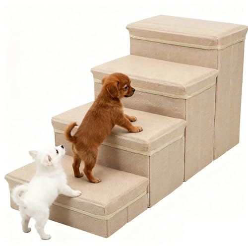 Hundetreppe 4 Stufen Mit Aufbewahrungsbox, Haustiertreppe Für Betten Und Couch,Katzen,Kleine & Große Hunde,Tiertreppe Innen, 80X33x40 cm, Kletterstufe,Zusammenklappbar Für Einfache Lagerung A Hundetreppe 4 Stufen Mit Aufbewahrungsbox, Haustiertreppe Für Betten Und Couch,Katzen,Kleine & Große Hunde,Tiertreppe Innen, 80X33x40 cm, Kletterstufe,Zusammenklappbar Für Einfache Lagerung A von JuanNest