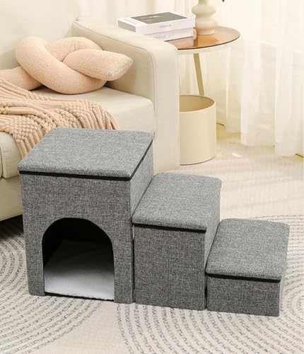 Hundetreppe Faltbare Für Couch Und Bett, 75L*33B*43H cm, Haustiertreppe Für Klein/Ältere/Große Hunde Katzen,3 Stufen Treppe Für Hunde Mit Große Wohnung, Stauraum,Treppe Hund,Zwinger Treppen C Hundetreppe Faltbare Für Couch Und Bett, 75L*33B*43H cm, Haustiertreppe Für Klein/Ältere/Große Hunde Katzen,3 Stufen Treppe Für Hunde Mit Große Wohnung, Stauraum,Treppe Hund,Zwinger Treppen C von JuanNest