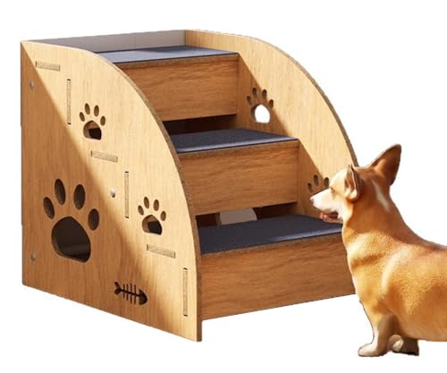 Hundetreppe Für Kleine Hunde,2/3/4-Stufige Hundetreppe Für Betten Oder Couches,Holztreppe Für Oder Mittelgroße Haustiere, Haustiertreppe Für Alte Katzen,Kleintiere,Einfach Montieren 30×40×35CM von JuanNest