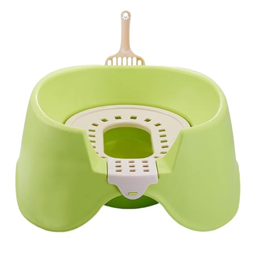 Cat Litter Tray, High-Sided Kitten Litter Pan, 16.54x17.32x8.27inch, Open Top Pet Toilet Box, Easy to Clean Design, Ideal for Indoor Home, Apartment, Kittens, Rabbits, Green/Orange von Jubepk