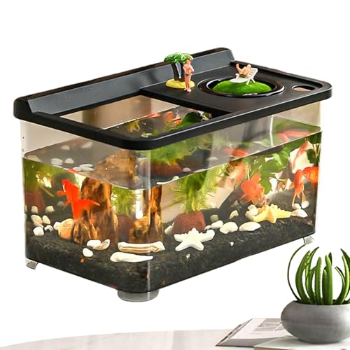 Jubepk Kleines Aquarium Mit 3 Farblicher Beleuchtung - Landschaftsgestaltung Fischtank | 360° Sicht Aquarium Für Wohnzimmer Arbeitszimmer Schlafzimmer Jubepk Kleines Aquarium Mit 3 Farblicher Beleuchtung - Landschaftsgestaltung Fischtank | 360° Sicht Aquarium Für Wohnzimmer Arbeitszimmer Schlafzimmer von Jubepk
