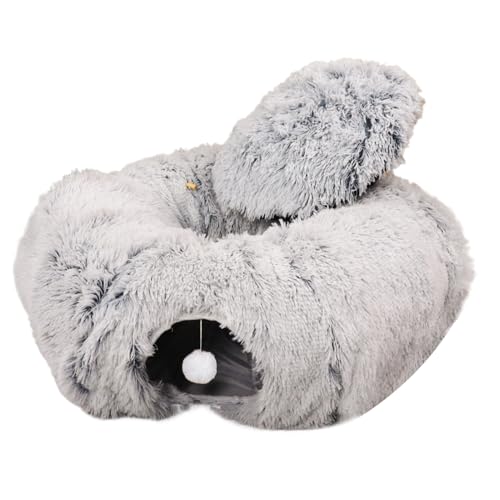 Peekaboo Katzenhöhle, 2 in 1 Weiche Donuthöhlen Bett, Faltbarer Haustier-Donut, Waschbarer runder Katzentunnel, gemütliches und bequemes Katzenversteck für drinnen draußen Zuhause Wohnzimmer von Jubepk