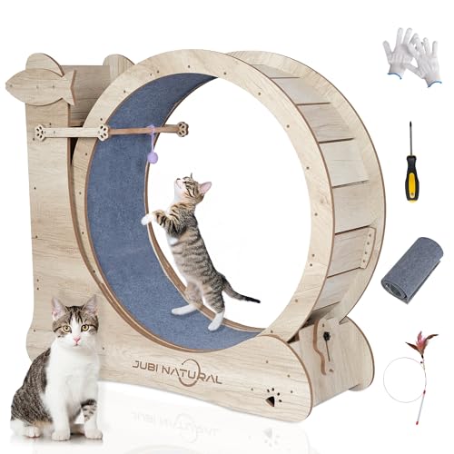 Katzen-Trainingsrad, 34 Zoll Katzenlaufräder für Indoor-Katzen mit Verriegelungsmechanismus, Katzen Laufband Räder mit Kratzbrett und Teaser Spielzeug, Katze Gewichtsverlust und Gesundheit Katzen-Trainingsrad, 34 Zoll Katzenlaufräder für Indoor-Katzen mit Verriegelungsmechanismus, Katzen Laufband Räder mit Kratzbrett und Teaser Spielzeug, Katze Gewichtsverlust und Gesundheit von JubiNatural