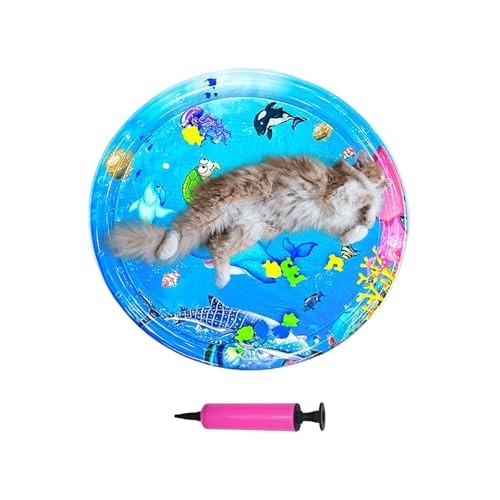Jubilofex Cat Water Sensory Play Matte - Haustierwassersensorik -Spielmatte für Katzen - Interaktives Spielzeug mit Luftpumpe, Kühlkissen aufblasbar für Tiere Kleinkind Welpe Heißes Wetterbodensofa von Jubilofex