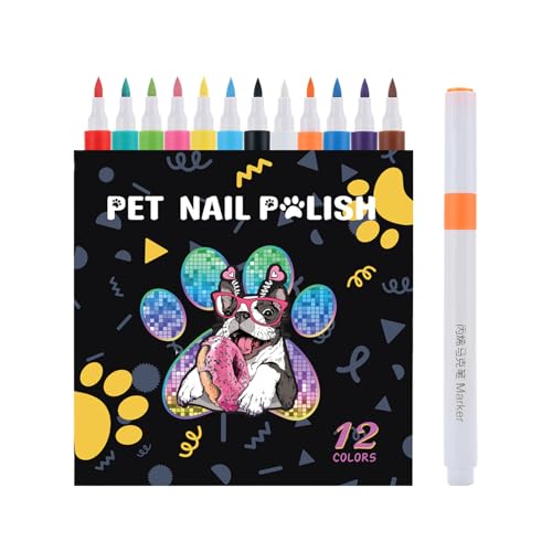 Jubilofex Nagellack für Hundenägel, 12 Farben mit Pinselspitze, weiche Formel, wasser- und verschleißfest, Pflegemittel für kleine Haustiere von Jubilofex