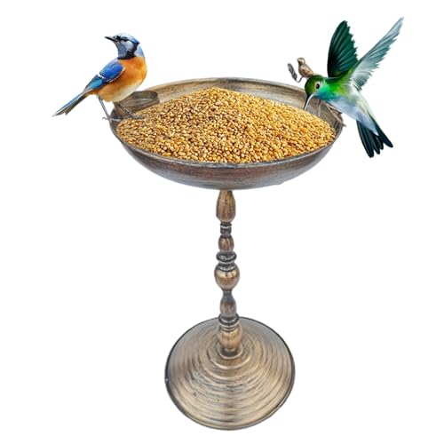 Jubilofex Outdoor Bird Bath - Garden Standing Bird Bath Waterer - Courtyard Iron Art, Antiqued Animals Water Bowl Statue for Hummingbird Parrot Parakeet Patio Yard von Jubilofex