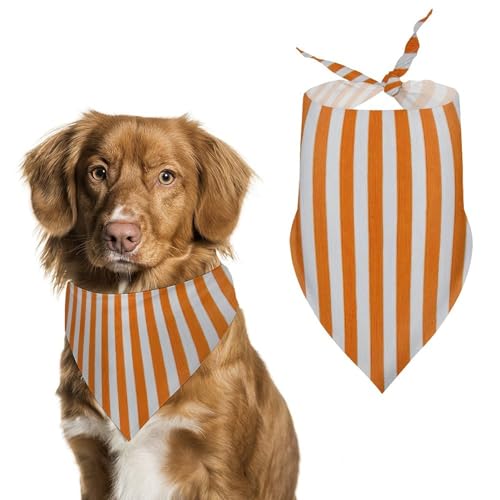 Dreieckiges Halstuch, vertikal, orange und weiß gestreift, für Katzen und Hunde, verstellbar von Jubonexis