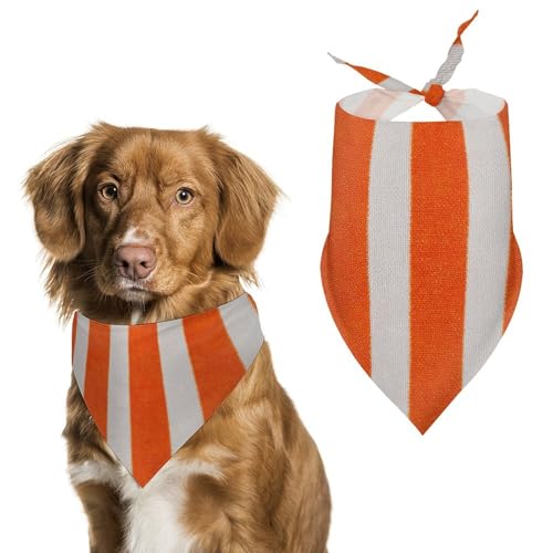 Dreieckiges Halstuch, vertikal, orange-weiß gestreift, verstellbar, für Katze und Hund von Jubonexis