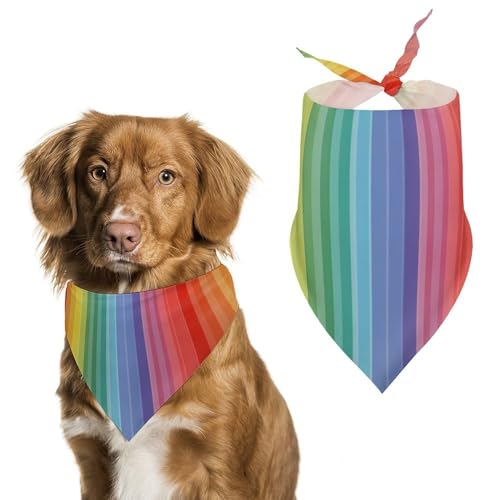 Hundehalstuch, Dreieckstuch für Katzen und Hunde, Regenbogenfarben, vertikale Streifen, verstellbar von Jubonexis