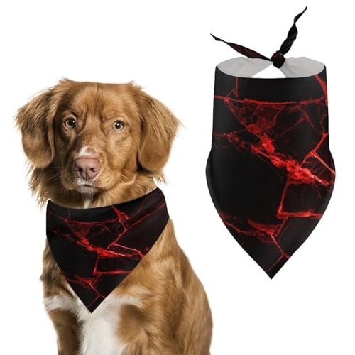 Hundehalstuch, Dreieckstuch für Katzen und Hunde, verstellbar, Schwarz mit neonroten Rissen Hundehalstuch, Dreieckstuch für Katzen und Hunde, verstellbar, Schwarz mit neonroten Rissen von Jubonexis