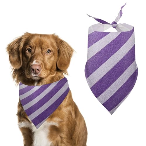 Hundehalstuch, Dreieckstuch für Katzen und Hunde, verstellbar, Violett / Weiß gestreift von Jubonexis