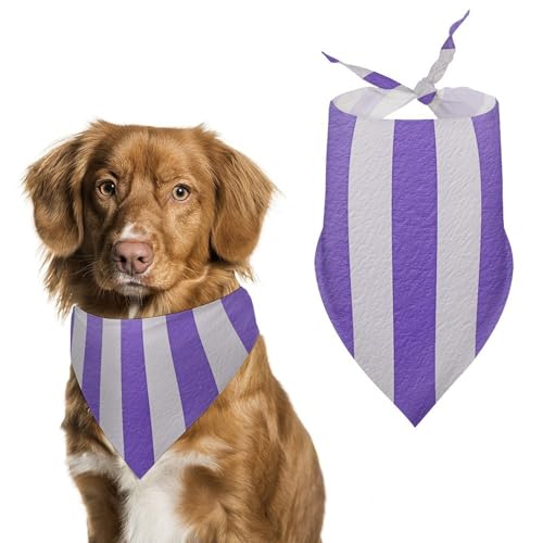 Hundehalstuch, Dreieckstuch für Katzen und Hunde, verstellbar, Violett und Weiß gestreift von Jubonexis