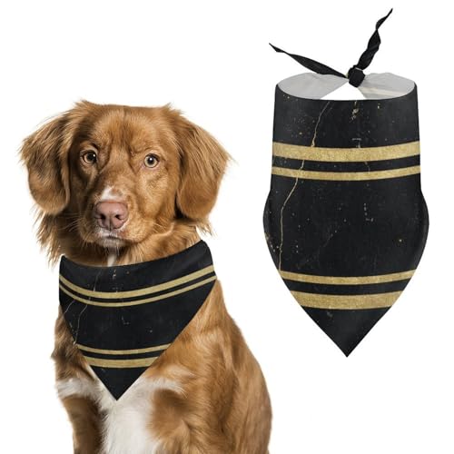Hundehalstuch, Dreieckstuch mit Marmoradern, verstellbar, für Katze und Hund, Schwarz / goldfarben Hundehalstuch, Dreieckstuch mit Marmoradern, verstellbar, für Katze und Hund, Schwarz / goldfarben von Jubonexis