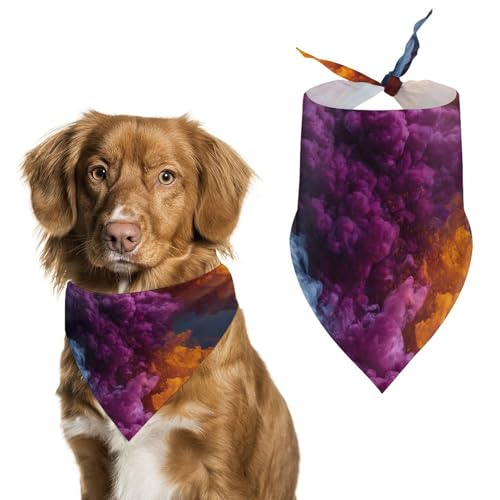 Hundehalstuch, abstrakt, bunt, rauchfarben, violett, orange, verstellbar, Dreieckstuch für Katze und Hund von Jubonexis