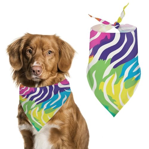 Hundehalstuch, dreieckig, Zebramuster, Leopardenmuster, verstellbar, für Katzen und Hunde, Regenbogenfarben Hundehalstuch, dreieckig, Zebramuster, Leopardenmuster, verstellbar, für Katzen und Hunde, Regenbogenfarben von Jubonexis