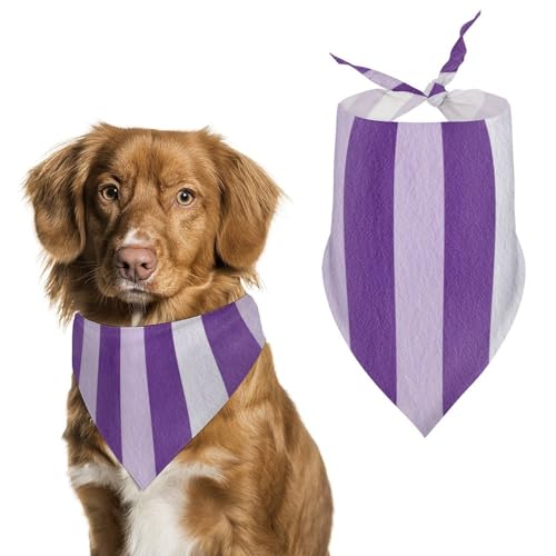 Hundehalstuch, gestreiftes Muster, verstellbar, Dreieckstuch für Katzen und Hunde, Violett von Jubonexis