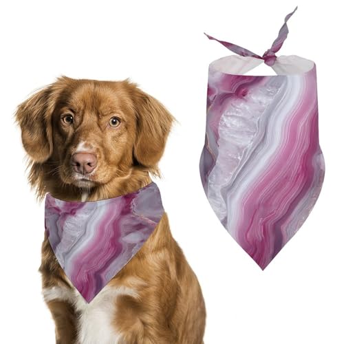 Hundehalstuch, schöne Marmorstruktur, weiß und rosa, verstellbar, Dreieckstuch für Katze und Hund von Jubonexis
