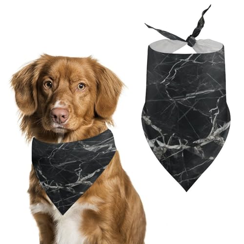 Hundehalstuch, schwarz, marmoriert, weiße Adern, verstellbar, Dreieckstuch für Katze und Hund Hundehalstuch, schwarz, marmoriert, weiße Adern, verstellbar, Dreieckstuch für Katze und Hund von Jubonexis
