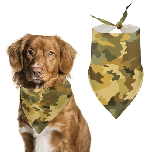 Hundehalstuch, verstellbar, Dreieckstuch für Katzen und Hunde, Tarnmuster, Grün und Braun von Jubonexis