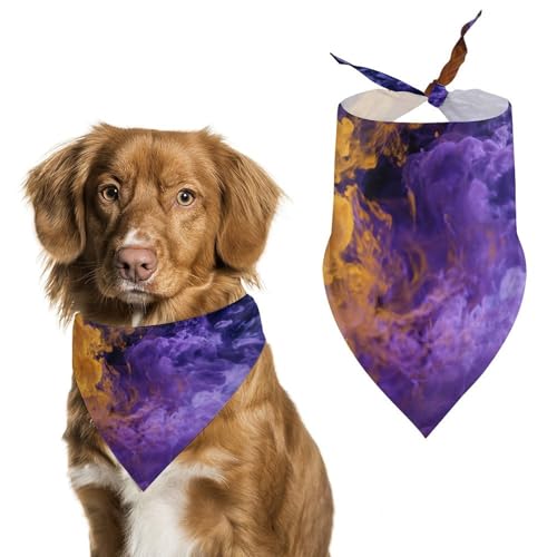 Hundehalstuch, verstellbar, Dreieckstuch für Katzen und Hunde, rauchfarben / Violett / Orange von Jubonexis