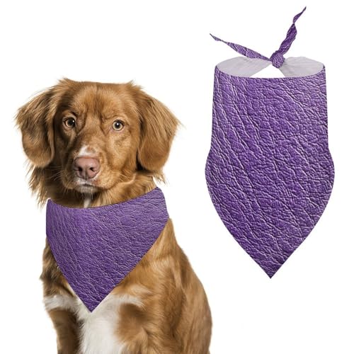 Hundehalstuch mit Lederstruktur, verstellbar, Dreieckstuch für Katzen und Hunde, Violett von Jubonexis