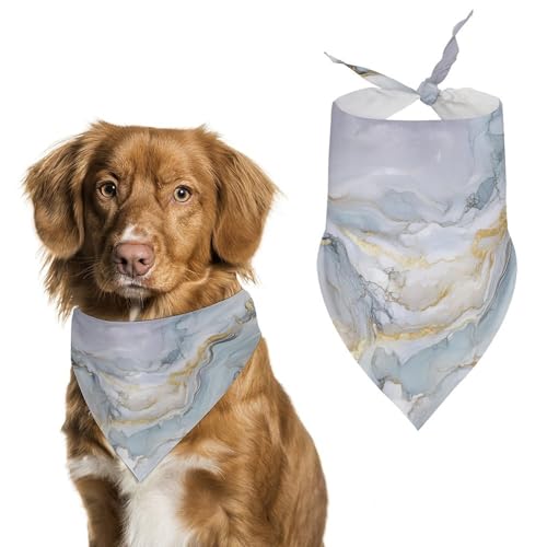 Hundehalstuch mit Marmormuster, verstellbar, Dreieckstuch für Katze und Hund, Blau / Weiß / Gold Hundehalstuch mit Marmormuster, verstellbar, Dreieckstuch für Katze und Hund, Blau / Weiß / Gold von Jubonexis