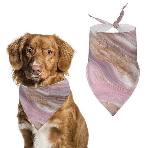Hundehalstuch mit Marmormuster, verstellbar, Dreieckstuch für Katzen und Hunde, Rosa und Braun von Jubonexis