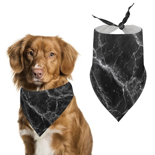 Hundehalstuch mit Marmorstruktur, verstellbar, Dreieckstuch für Katze und Hund, Schwarz von Jubonexis