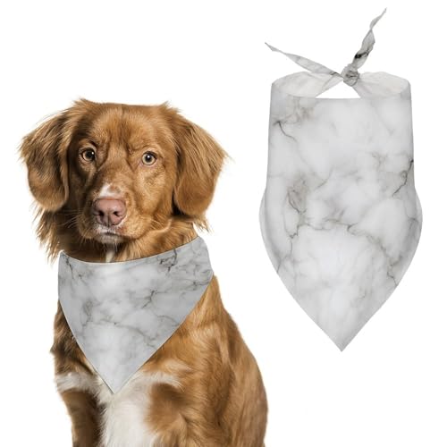 Hundehalstuch mit Marmorstruktur, verstellbar, Dreieckstuch für Katze und Hund, Weiß / Grau von Jubonexis