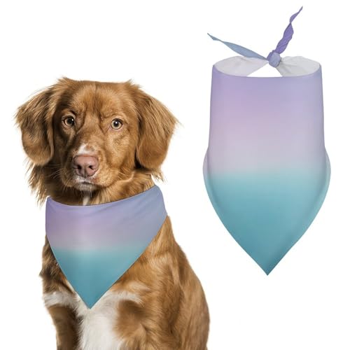 Hundehalstuch mit abstraktem Farbverlauf, Blaugrün bis Pastell-Lavendel, verstellbar, Dreieckstuch für Katze und Hund von Jubonexis