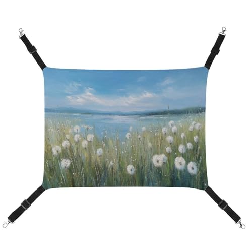Jubonexis Abstrakte Wildblumen-Sommerfeld-See, atmungsaktive Haustier-Hängematte mit verstellbaren Riemen, wendbar, Katzenbett, Hundematten Jubonexis Abstrakte Wildblumen-Sommerfeld-See, atmungsaktive Haustier-Hängematte mit verstellbaren Riemen, wendbar, Katzenbett, Hundematten von Jubonexis