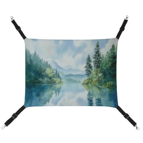Jubonexis Atmungsaktive Haustier-Hängematte mit verstellbaren Riemen, wendbar, für Katzen und Hunde, Wasserfarben Jubonexis Atmungsaktive Haustier-Hängematte mit verstellbaren Riemen, wendbar, für Katzen und Hunde, Wasserfarben von Jubonexis