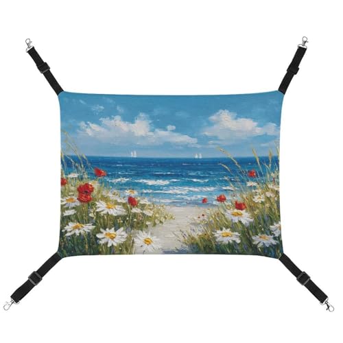Jubonexis Beach White Daisies And Red Poppies Breathable Pet Hammock with Adjustable Straps Reversible Cat Hanging Bed Dog Mats Jubonexis Beach White Daisies And Red Poppies Breathable Pet Hammock with Adjustable Straps Reversible Cat Hanging Bed Dog Mats von Jubonexis