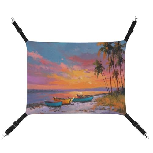 Jubonexis Beach with Palm Trees Sunset Breathable Pet Hammock with Adjustable Straps Reversible Cat Hanging Bed Dog Mats Jubonexis Beach with Palm Trees Sunset Breathable Pet Hammock with Adjustable Straps Reversible Cat Hanging Bed Dog Mats von Jubonexis