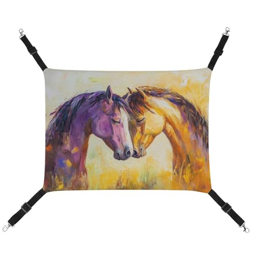Jubonexis Beautiful Horses in Love, atmungsaktive Haustier-Hängematte mit verstellbaren Riemen, wendbar, Katzenbett, Hundematten Jubonexis Beautiful Horses in Love, atmungsaktive Haustier-Hängematte mit verstellbaren Riemen, wendbar, Katzenbett, Hundematten von Jubonexis