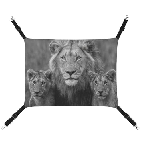 Jubonexis Black And White Lions Atmungsaktive Haustier-Hängematte mit verstellbaren Riemen, wendbar, Katzenbett, Hundematten Jubonexis Black And White Lions Atmungsaktive Haustier-Hängematte mit verstellbaren Riemen, wendbar, Katzenbett, Hundematten von Jubonexis