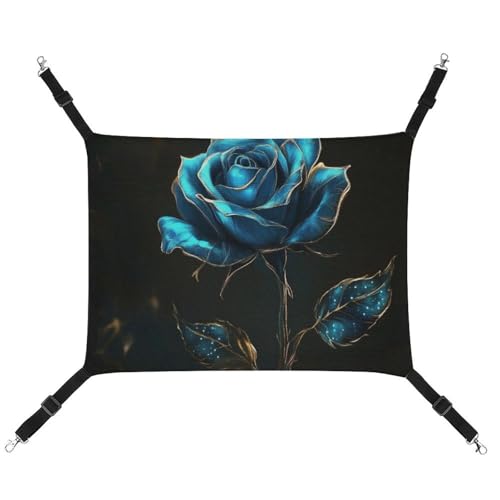 Jubonexis Blue Rose Metallische atmungsaktive Haustier-Hängematte mit verstellbaren Riemen, wendbar, Katzenbett, Hundematten Jubonexis Blue Rose Metallische atmungsaktive Haustier-Hängematte mit verstellbaren Riemen, wendbar, Katzenbett, Hundematten von Jubonexis