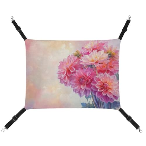 Jubonexis Bouquet of Pink Dahlien atmungsaktive Haustier-Hängematte mit verstellbaren Riemen, wendbar, Katzenbett, Hundematten Jubonexis Bouquet of Pink Dahlien atmungsaktive Haustier-Hängematte mit verstellbaren Riemen, wendbar, Katzenbett, Hundematten von Jubonexis