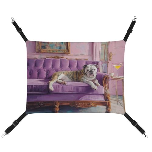 Jubonexis Bulldogge zum Entspannen auf lila Couch, atmungsaktive Haustier-Hängematte mit verstellbaren Riemen, wendbar, Katzenbett, Hundematten Jubonexis Bulldogge zum Entspannen auf lila Couch, atmungsaktive Haustier-Hängematte mit verstellbaren Riemen, wendbar, Katzenbett, Hundematten von Jubonexis