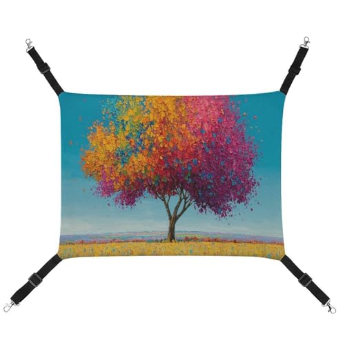 Jubonexis Bunte Fantasy-Baum-Hängematte für Haustiere, abstrakt, atmungsaktiv, mit verstellbaren Riemen, wendbar, Katzenbett, Hundematten von Jubonexis