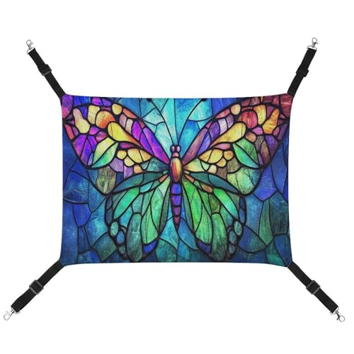 Jubonexis Buntglas-Schmetterling mit großen Flügeln, atmungsaktive Haustier-Hängematte mit verstellbaren Riemen, wendbar, Katzenbett, Hundematten von Jubonexis