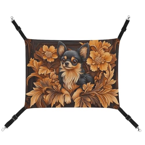 Jubonexis Chihuahua Holzschnitt-Kunst, atmungsaktive Haustier-Hängematte mit verstellbaren Riemen, wendbar, Katzenbett, Hundematten Jubonexis Chihuahua Holzschnitt-Kunst, atmungsaktive Haustier-Hängematte mit verstellbaren Riemen, wendbar, Katzenbett, Hundematten von Jubonexis